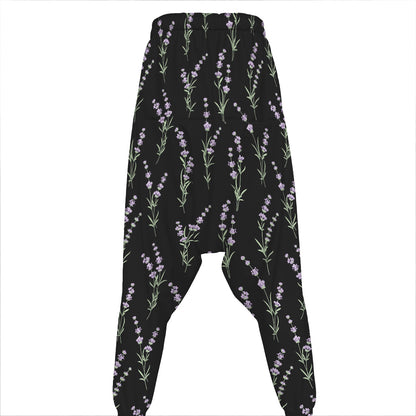 Lavender Flowers Pattern Print Hammer Pants