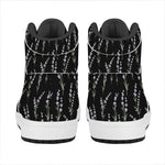 Lavender Flowers Pattern Print High Top Leather Sneakers
