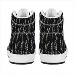 Lavender Flowers Pattern Print High Top Leather Sneakers