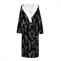 Lavender Flowers Pattern Print Hooded Bathrobe