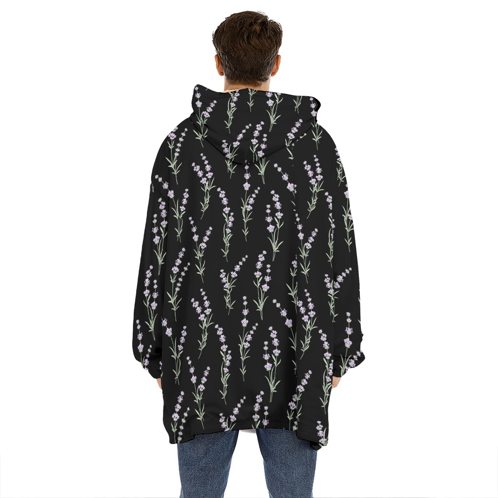 Lavender Flowers Pattern Print Hoodie Blanket