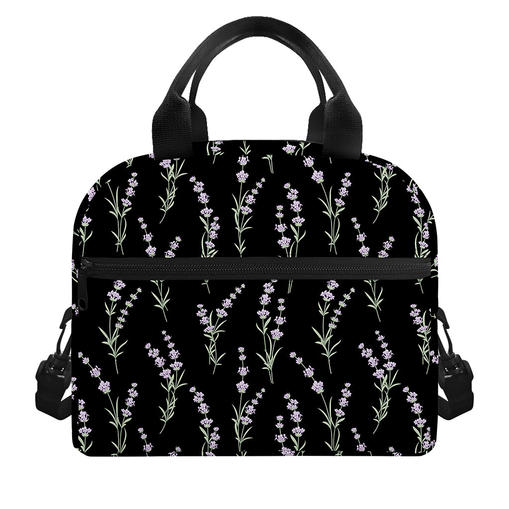 Lavender Flowers Pattern Print Insulated Lunch Bag