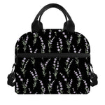 Lavender Flowers Pattern Print Insulated Lunch Bag