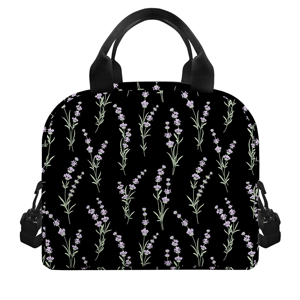 Lavender Flowers Pattern Print Insulated Lunch Bag