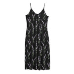 Lavender Flowers Pattern Print Jersey Midi Cami Dress