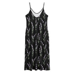 Lavender Flowers Pattern Print Jersey Midi Cami Dress