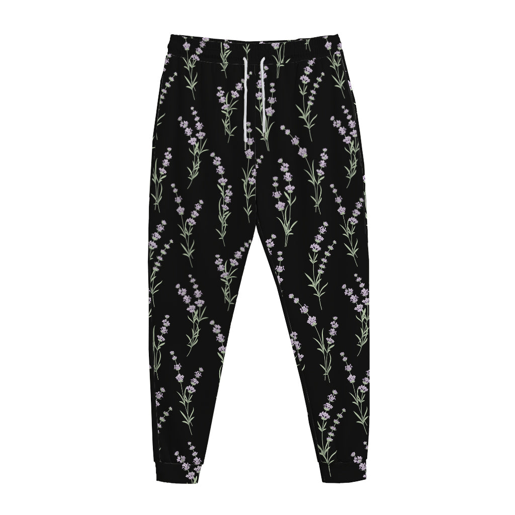 Lavender Flowers Pattern Print Jogger Pants
