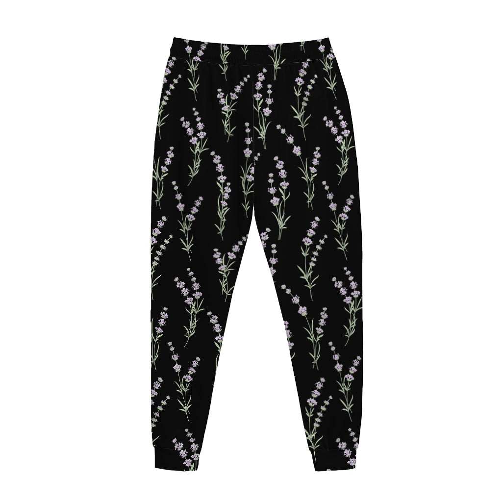 Lavender Flowers Pattern Print Jogger Pants