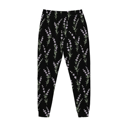 Lavender Flowers Pattern Print Jogger Pants
