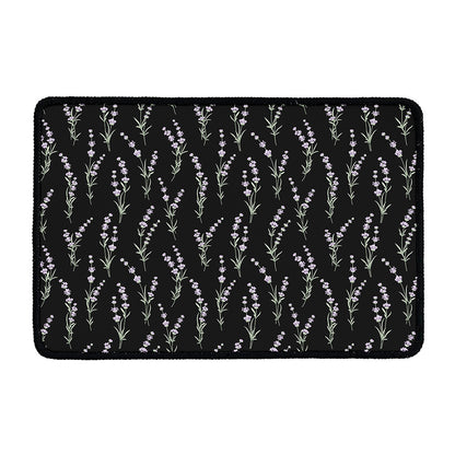 Lavender Flowers Pattern Print Kitchen Mat