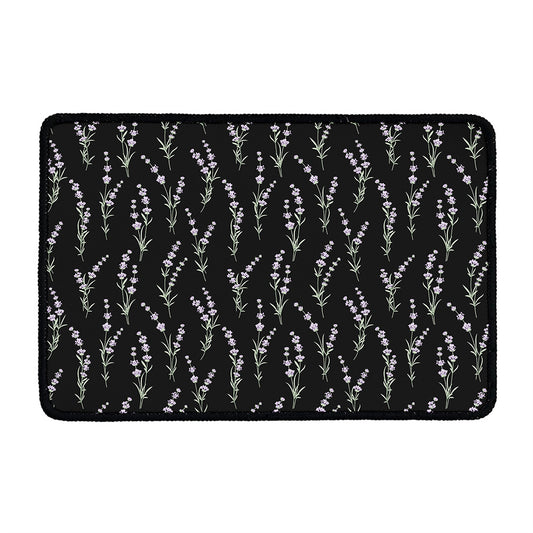 Lavender Flowers Pattern Print Kitchen Mat