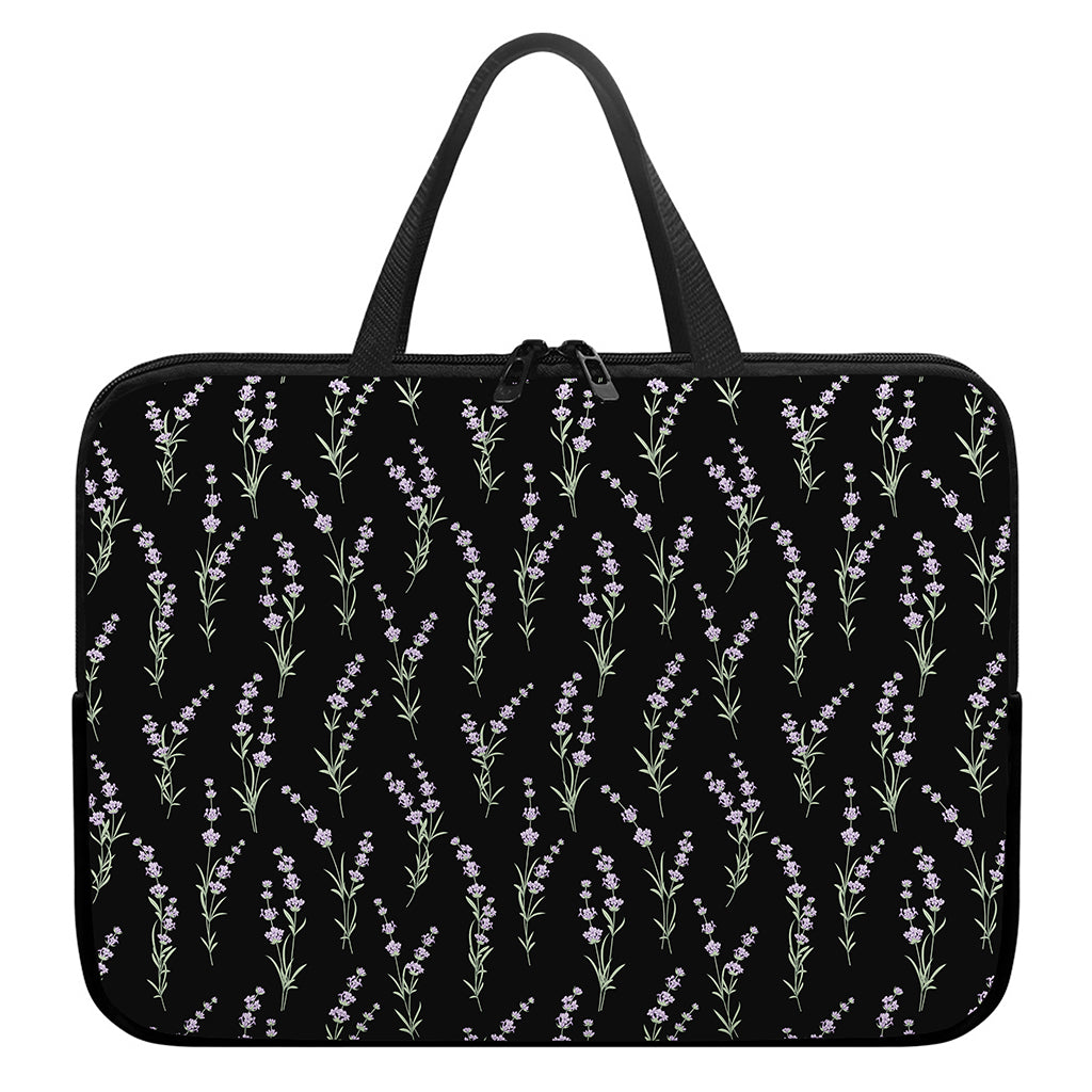Lavender Flowers Pattern Print Laptop Sleeve With Handle