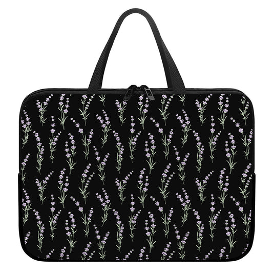 Lavender Flowers Pattern Print Laptop Sleeve With Handle
