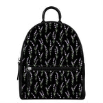 Lavender Flowers Pattern Print Leather Backpack