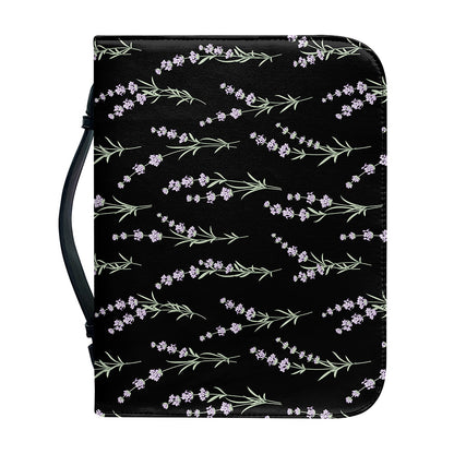 Lavender Flowers Pattern Print Leather Bible Cover