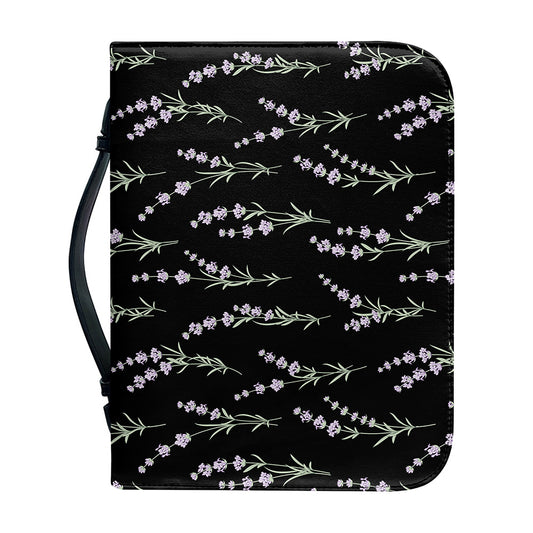 Lavender Flowers Pattern Print Leather Bible Cover