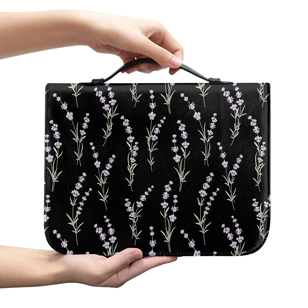 Lavender Flowers Pattern Print Leather Bible Cover
