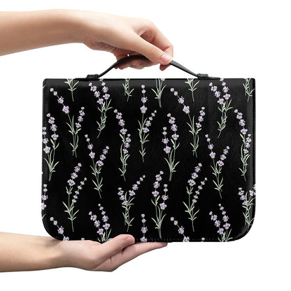 Lavender Flowers Pattern Print Leather Bible Cover