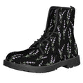 Lavender Flowers Pattern Print Lace-Up Boots