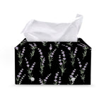 Lavender Flowers Pattern Print Leather Tissue Box Cover