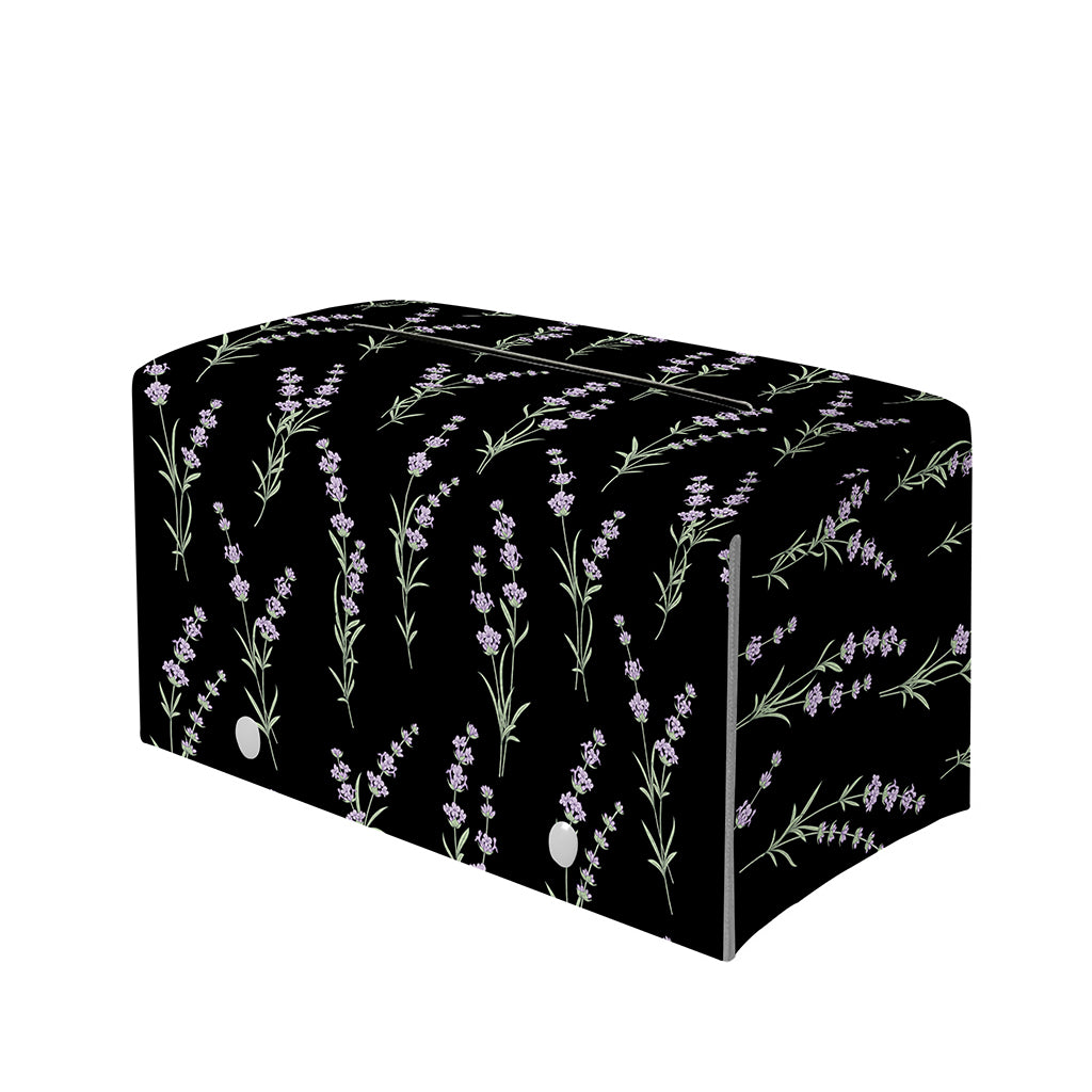 Lavender Flowers Pattern Print Leather Tissue Box Cover