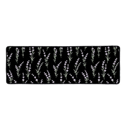 Lavender Flowers Pattern Print Long Kitchen Mat