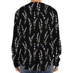 Lavender Flowers Pattern Print Long Sleeve Baseball Jersey