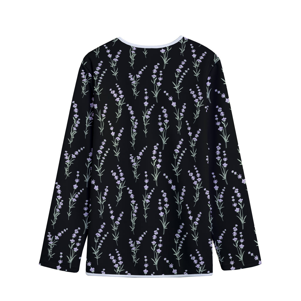 Lavender Flowers Pattern Print Long Sleeve Short Coat