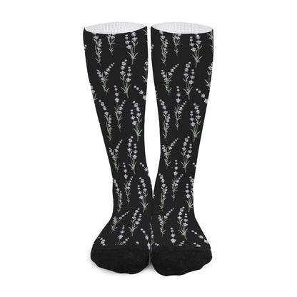 Lavender Flowers Pattern Print Long Socks