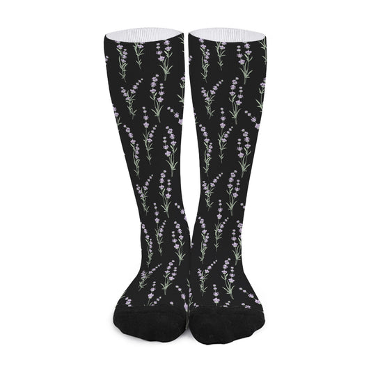 Lavender Flowers Pattern Print Long Socks