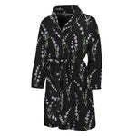 Lavender Flowers Pattern Print Men's Bathrobe