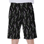 Lavender Flowers Pattern Print Men's Beach Shorts
