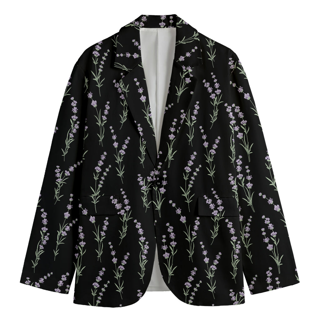 Lavender Flowers Pattern Print Men's Blazer