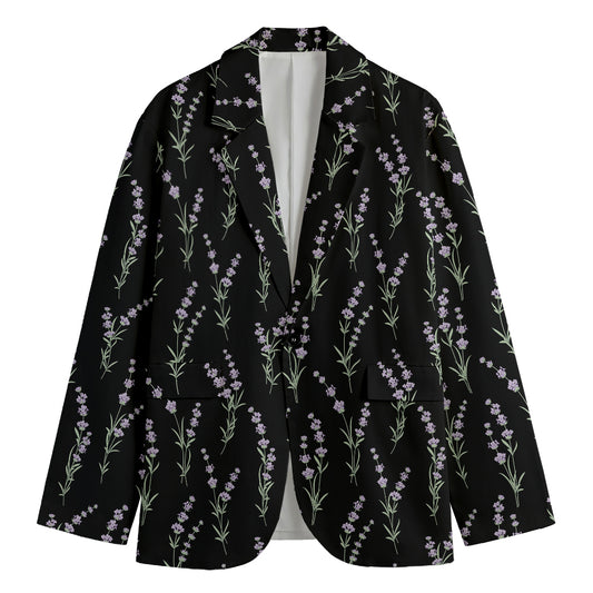 Lavender Flowers Pattern Print Men's Blazer
