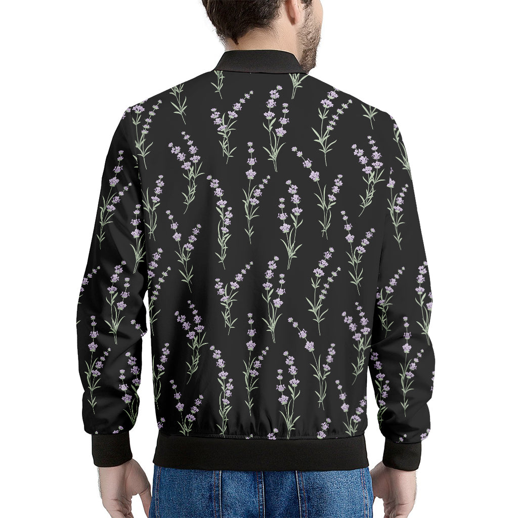 Lavender Flowers Pattern Print Men's Bomber Jacket