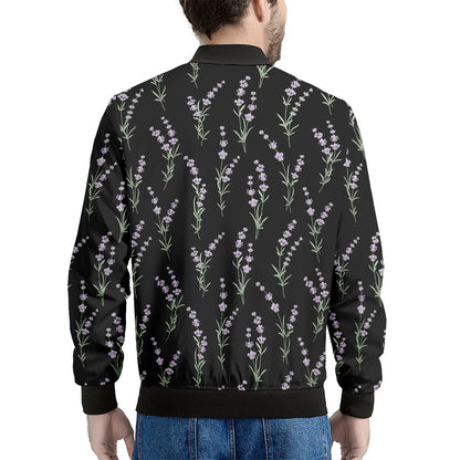 Lavender Flowers Pattern Print Men's Bomber Jacket