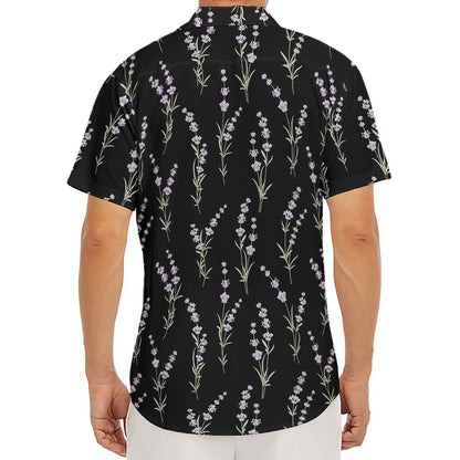 Lavender Flowers Pattern Print Men's Deep V-Neck Shirt