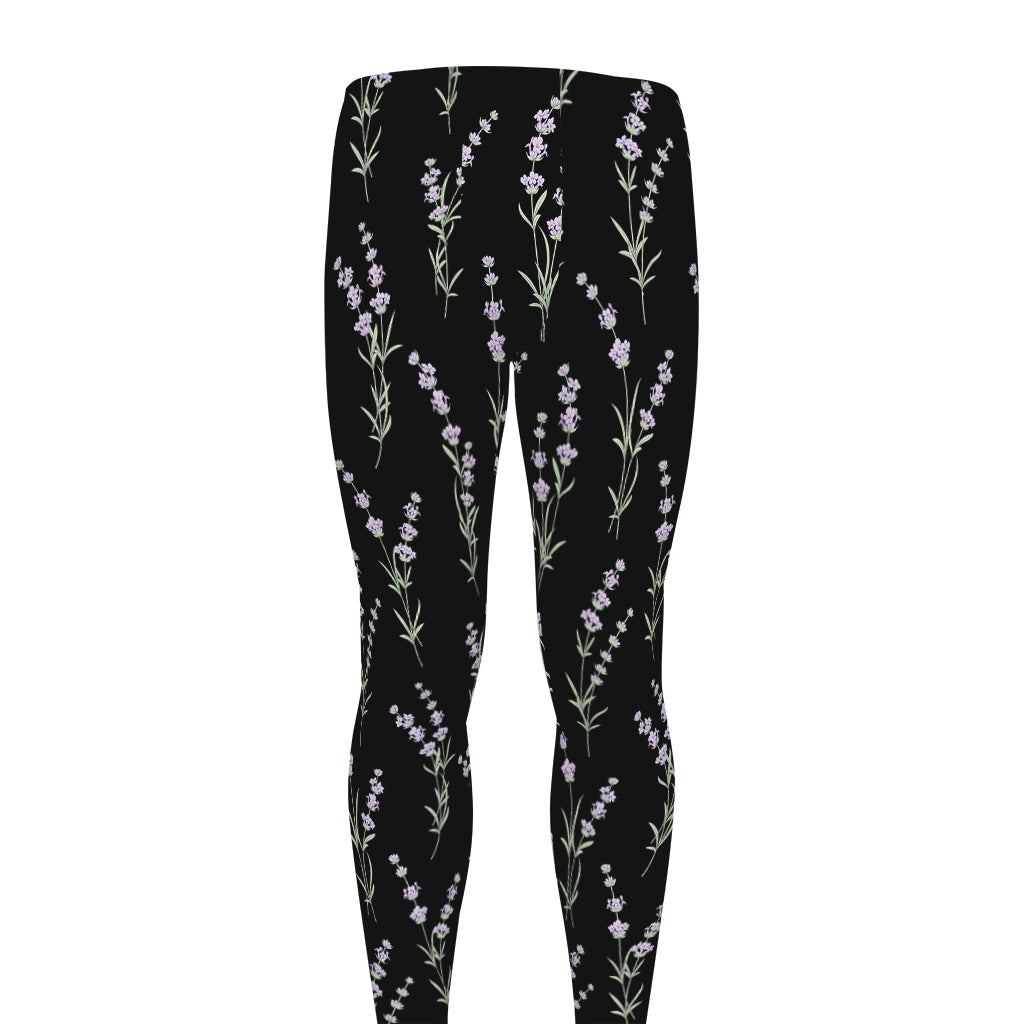 Lavender Flowers Pattern Print Men's leggings