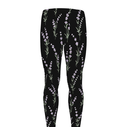 Lavender Flowers Pattern Print Men's leggings