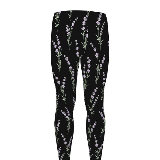 Lavender Flowers Pattern Print Men's leggings
