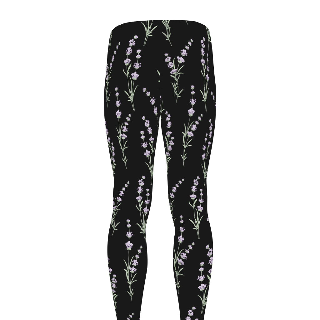 Lavender Flowers Pattern Print Men's leggings