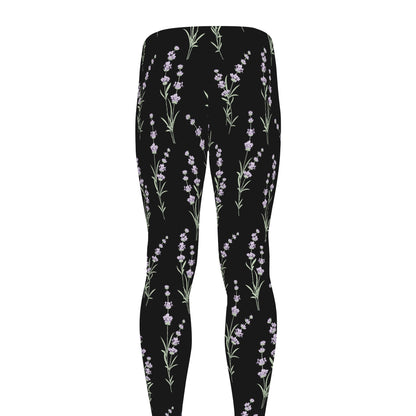 Lavender Flowers Pattern Print Men's leggings