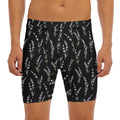 Lavender Flowers Pattern Print Men's Long Boxer Briefs