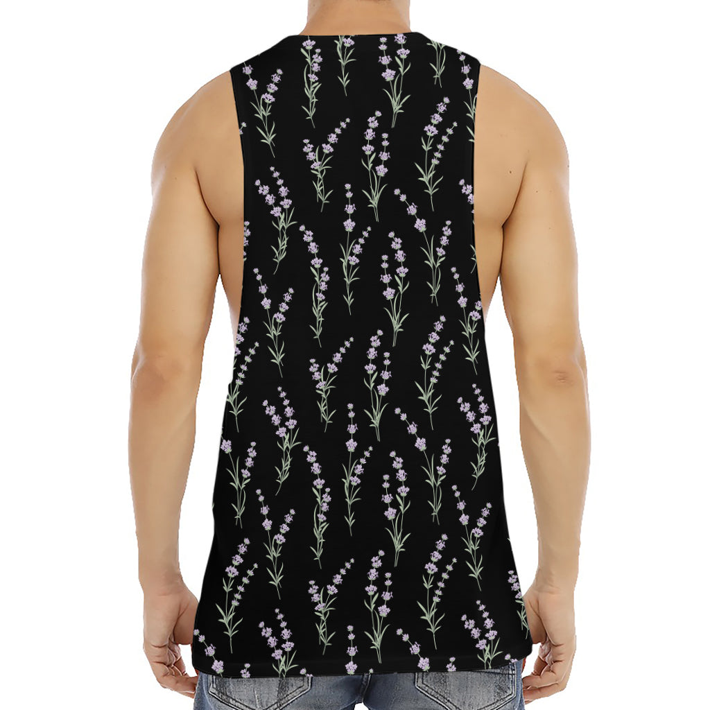 Lavender Flowers Pattern Print Men's Muscle Tank Top
