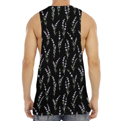 Lavender Flowers Pattern Print Men's Muscle Tank Top