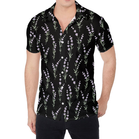 Lavender Flowers Pattern Print Men's Shirt