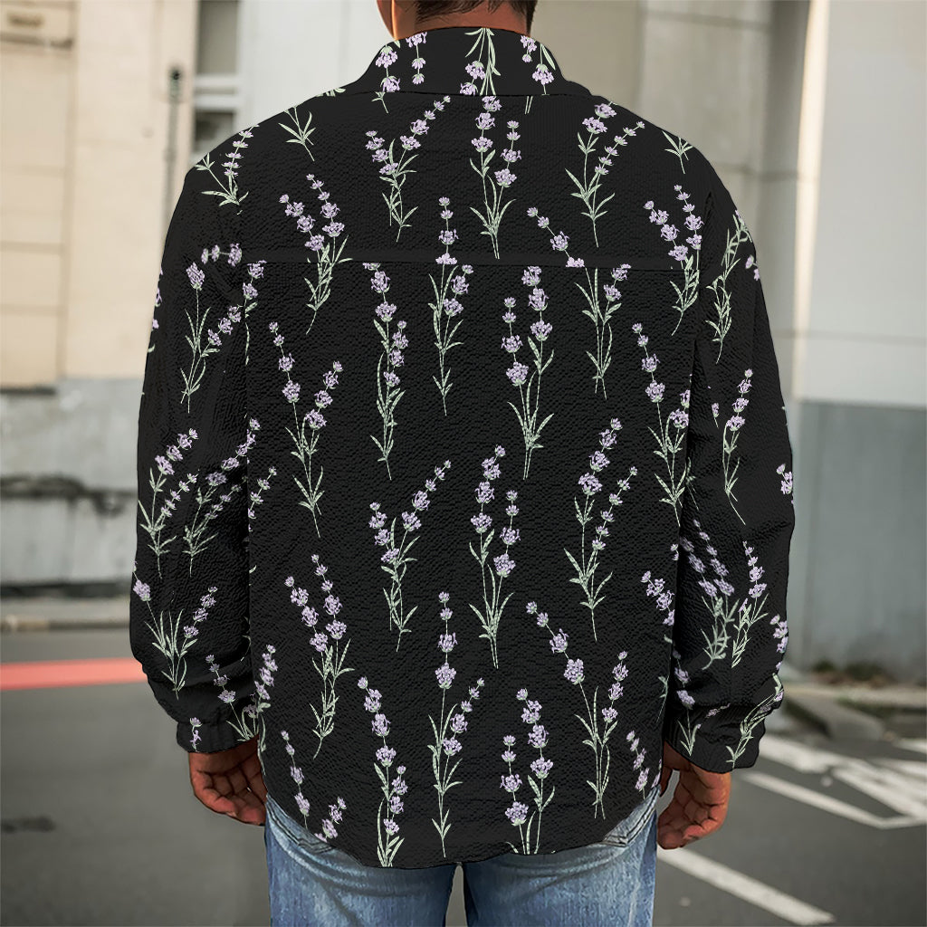 Lavender Flowers Pattern Print Men's Shirt Jacket