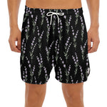 Lavender Flowers Pattern Print Men's Split Running Shorts
