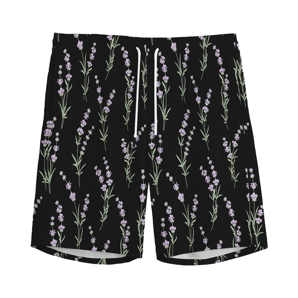 Lavender Flowers Pattern Print Men's Sports Shorts