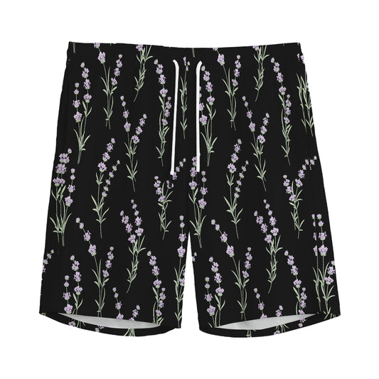 Lavender Flowers Pattern Print Men's Sports Shorts